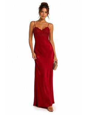 vintage 90s RED SLIP DRESS MEDIUM old hollywood glamour sparkle satin cocktail